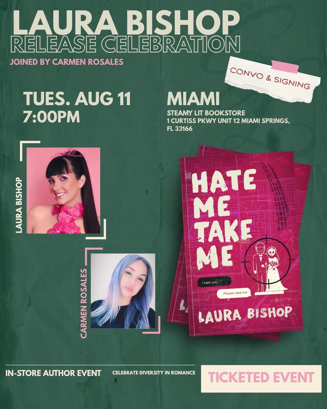 Hate Me Take Me by Laura Bishop Author Signing and Conversation