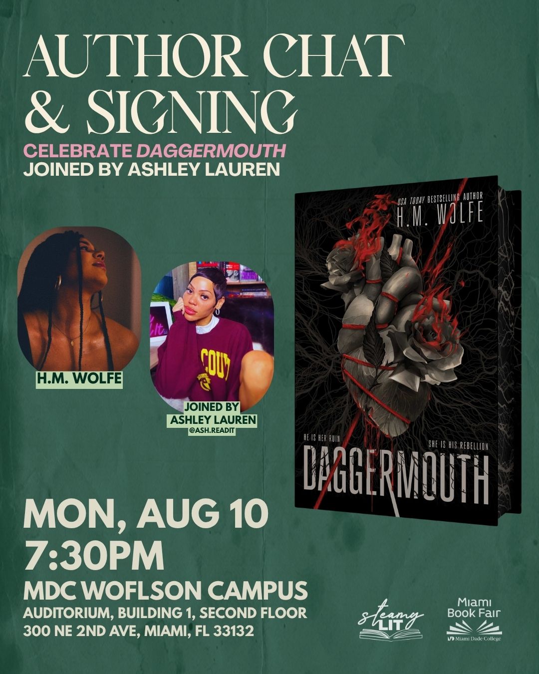 Come Celebrate Daggermouth with H.M. Wolfe in Miami with a Conversation and Meet & Greet