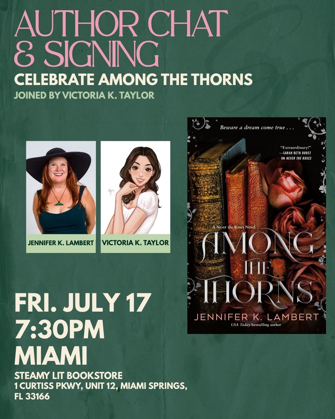 Celebrate the release of Among the Thorns by Jennifer K. Lambert at Steamy Lit Miami