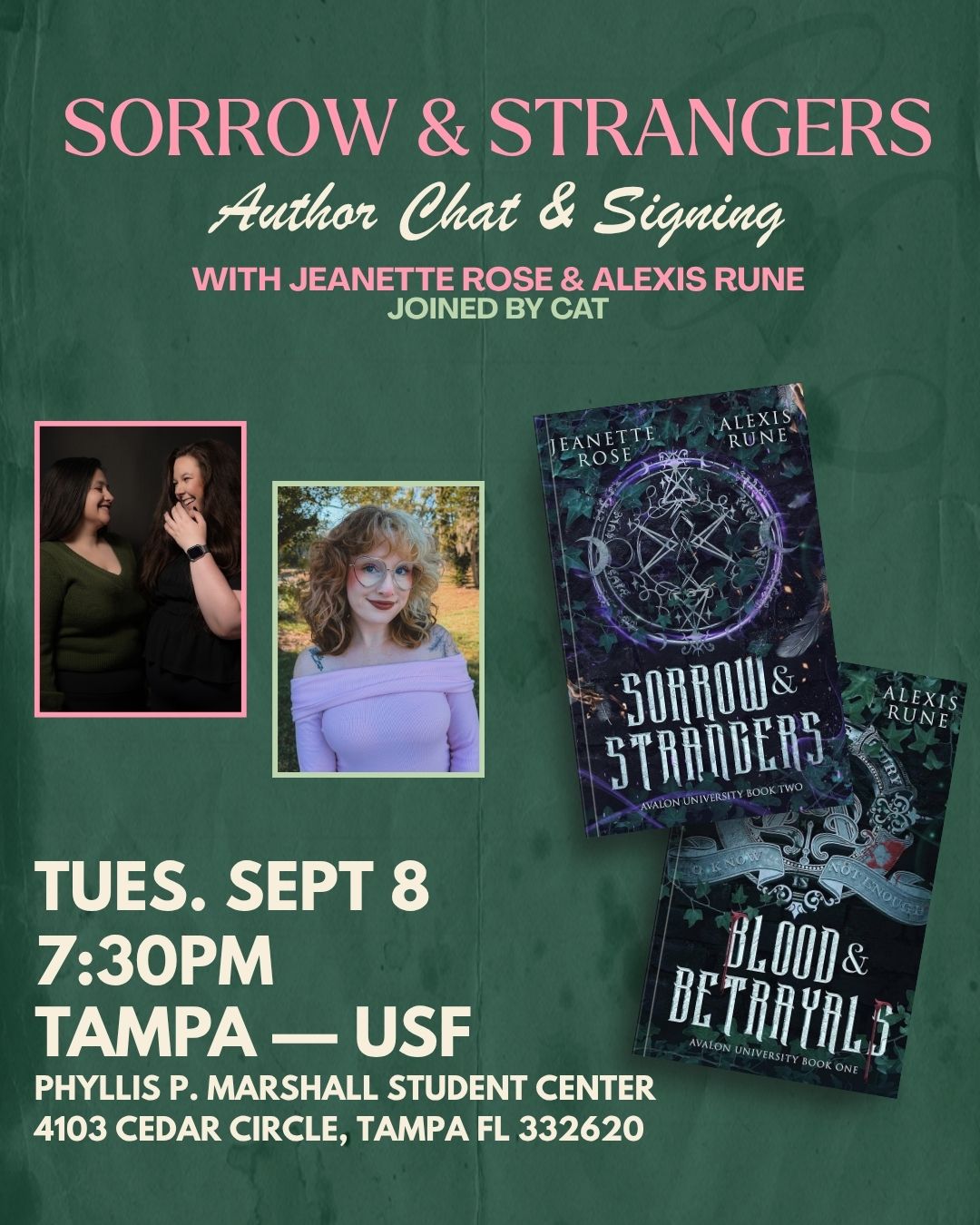 Celebrate Sorrow & Strangers with authors Jeanette Rose & Alexis Rune in Tampa!