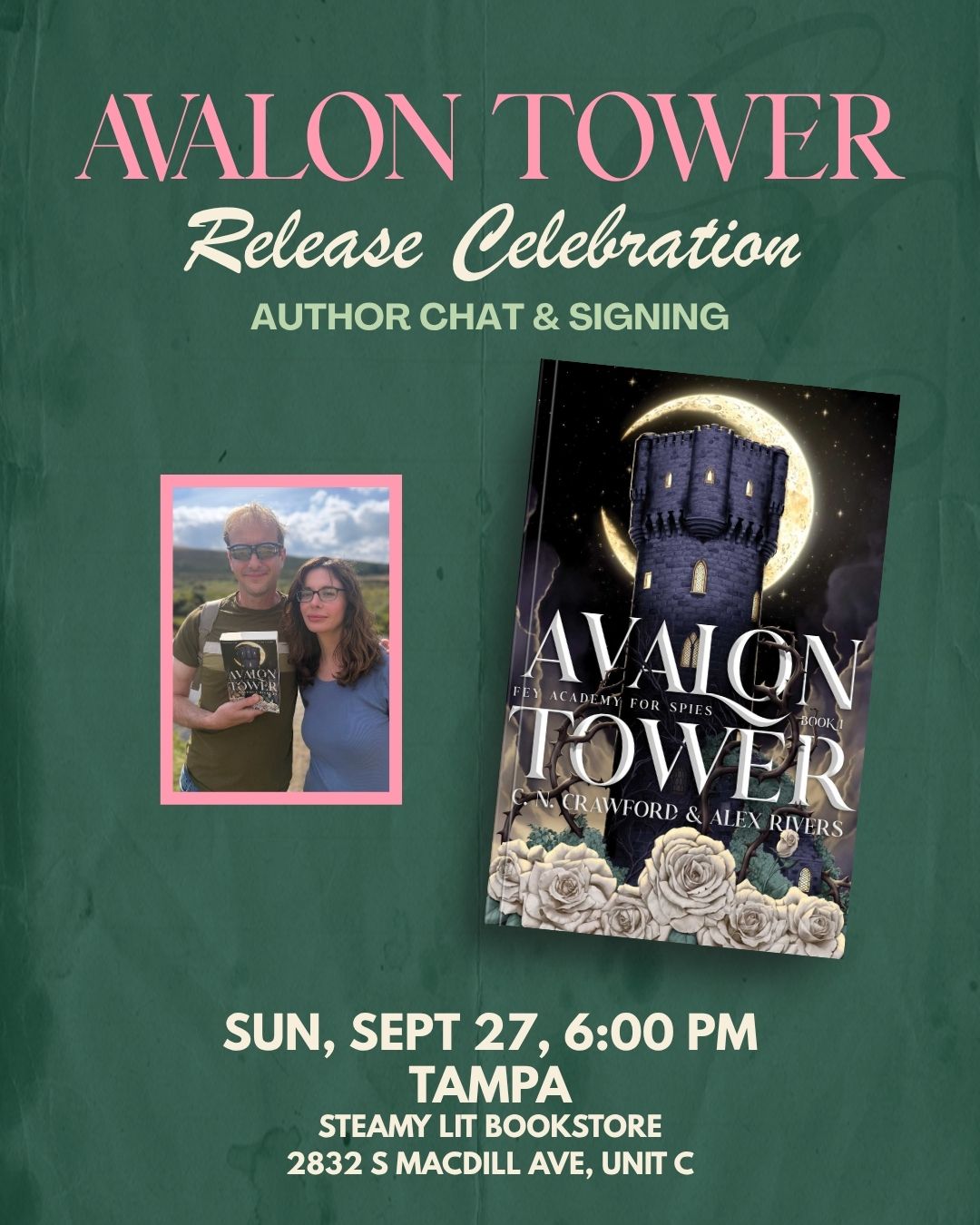 Celebrate the release of Avalon Tower with C.N. Crawford & Alex Rivers!