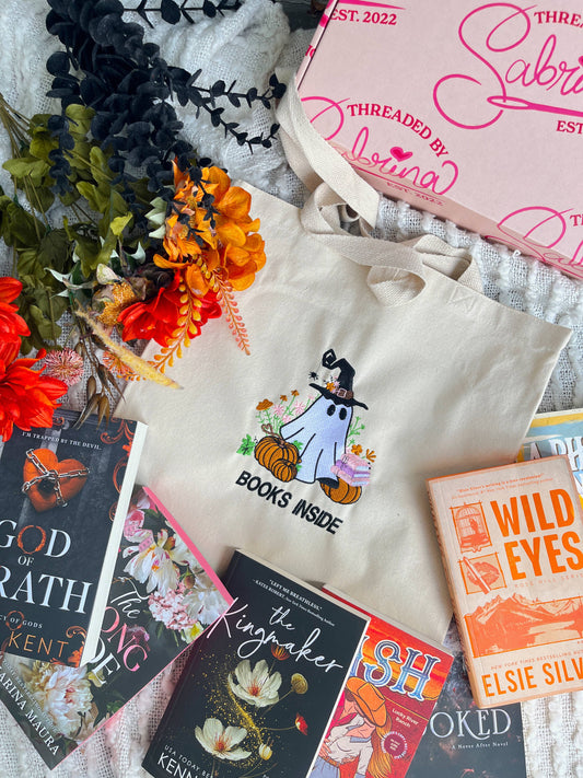 Books Inside Tote- Halloween Bookish Tote