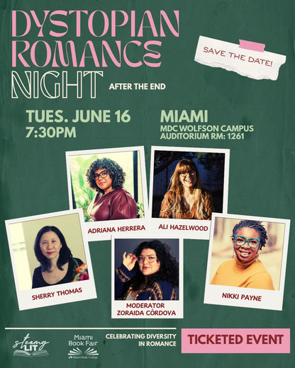 After The End, A Dystopian Romance night with Adriana Herrera, Ali Hazelwood, Nikki Payne, and Sherry Thomas