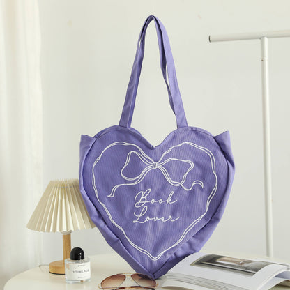 Book Lover Heart Tote Bag, Tote Bag for Readers, Bookish