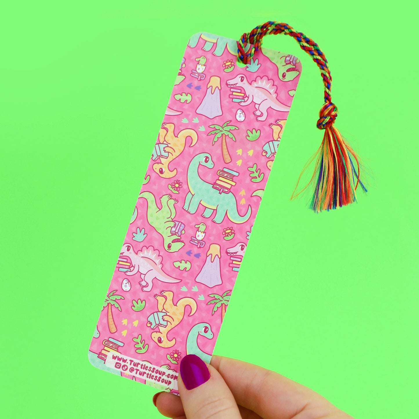 Reading Is Rawrsome Dinosaur Pun Funny Bookmark with Tassel