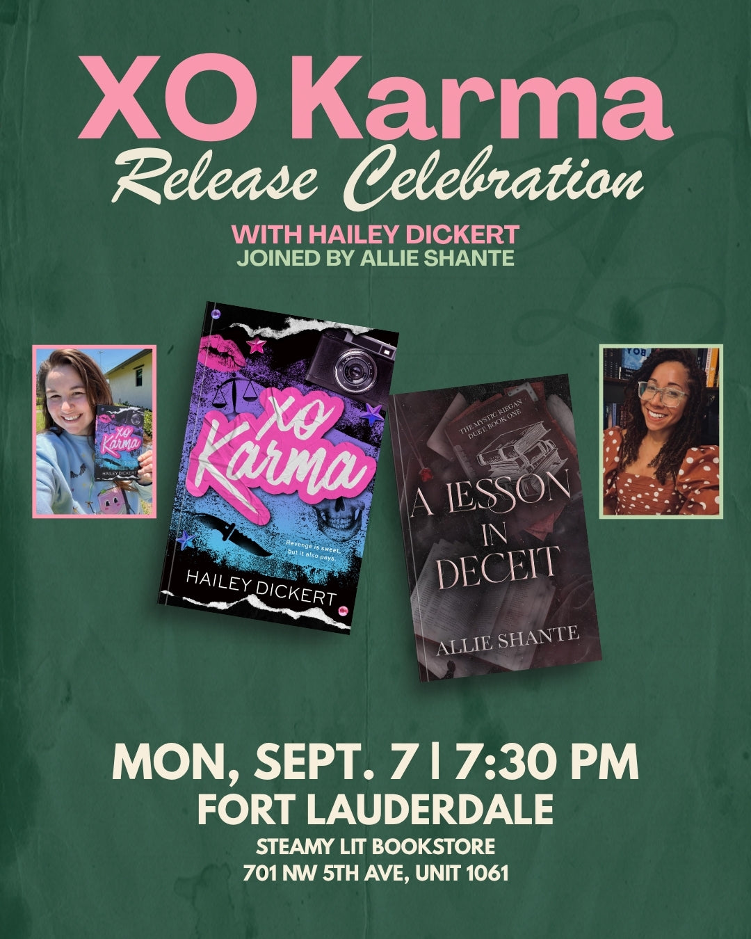 Celebrate the release of XO Karma by Hailey Dickert ! Book Signing & Conversation in Ft. Lauderdale