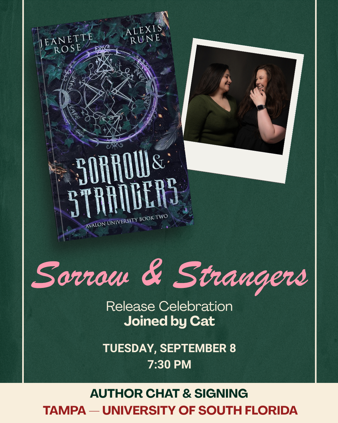 Celebrate Sorrow & Strangers with authors Jeanette Rose & Alexis Rune in Tampa!