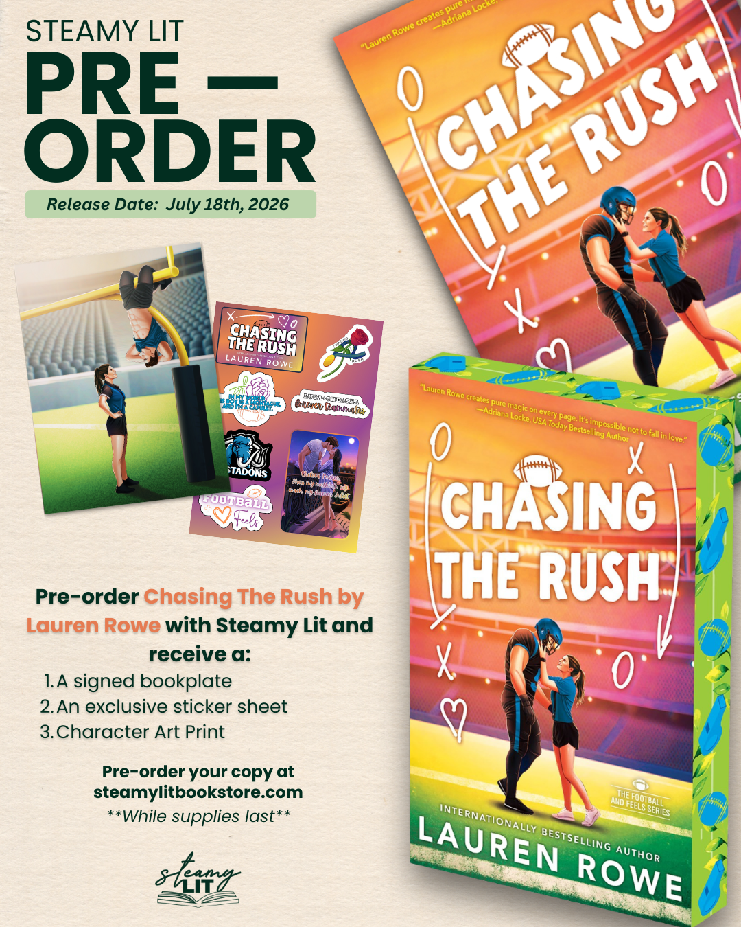Chasing the Rush (Football and Feels #2) by Lauren Rowe (Pre-order Cam ...