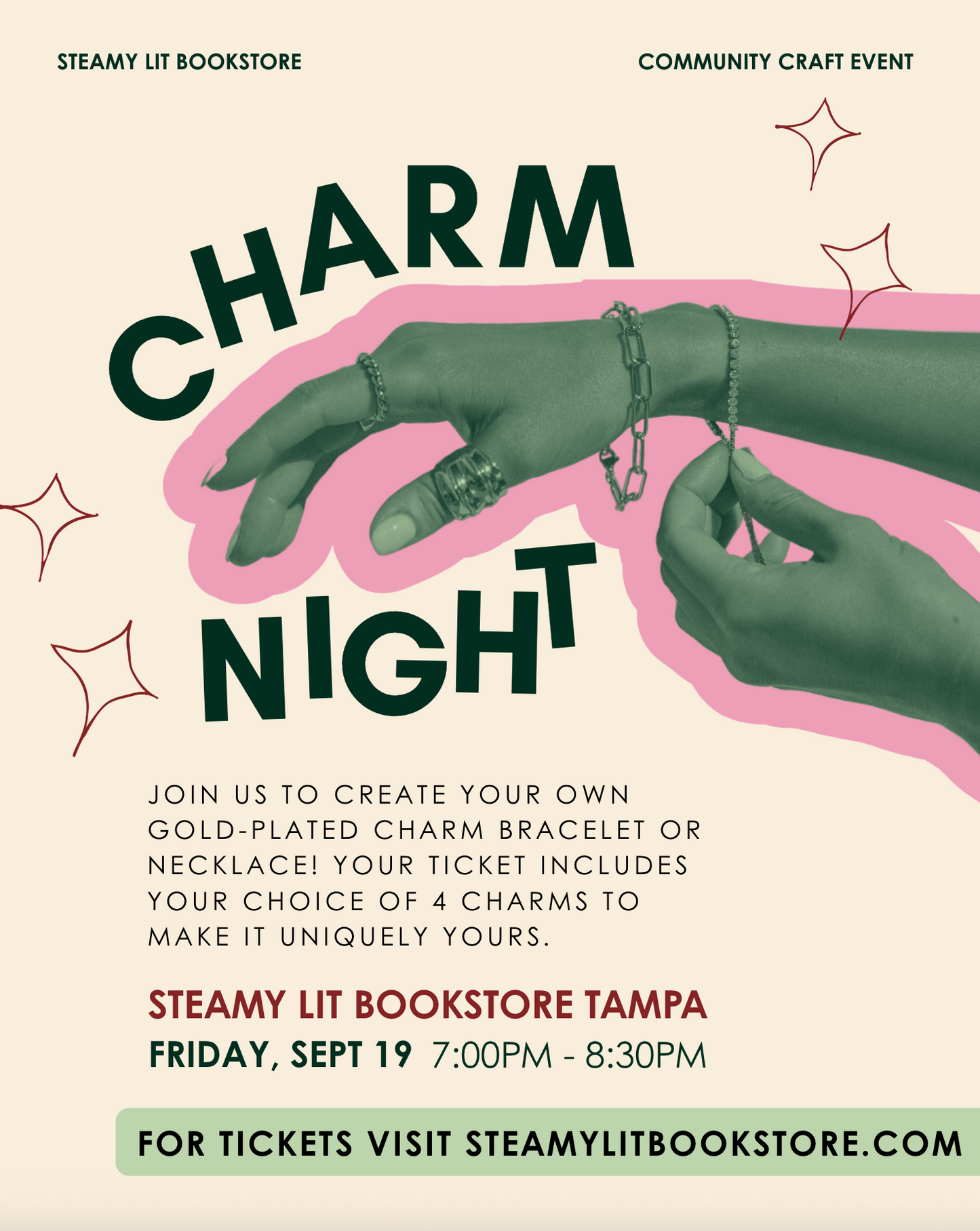 Charm Night at Steamy Lit Bookstore