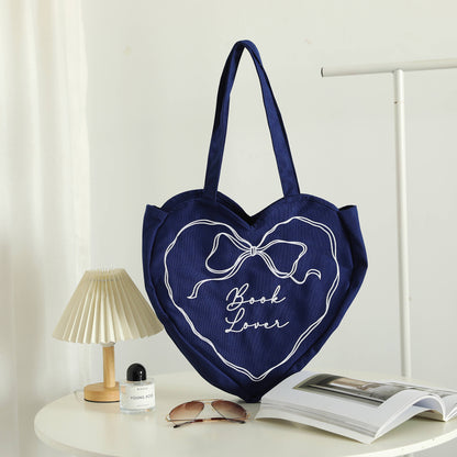Book Lover Heart Tote Bag, Tote Bag for Readers, Bookish