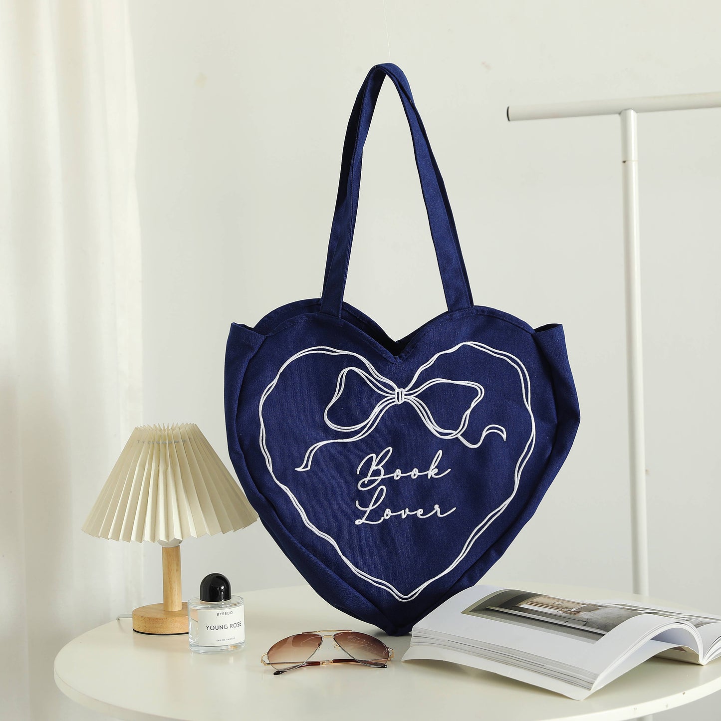 Book Lover Heart Tote Bag, Tote Bag for Readers, Bookish