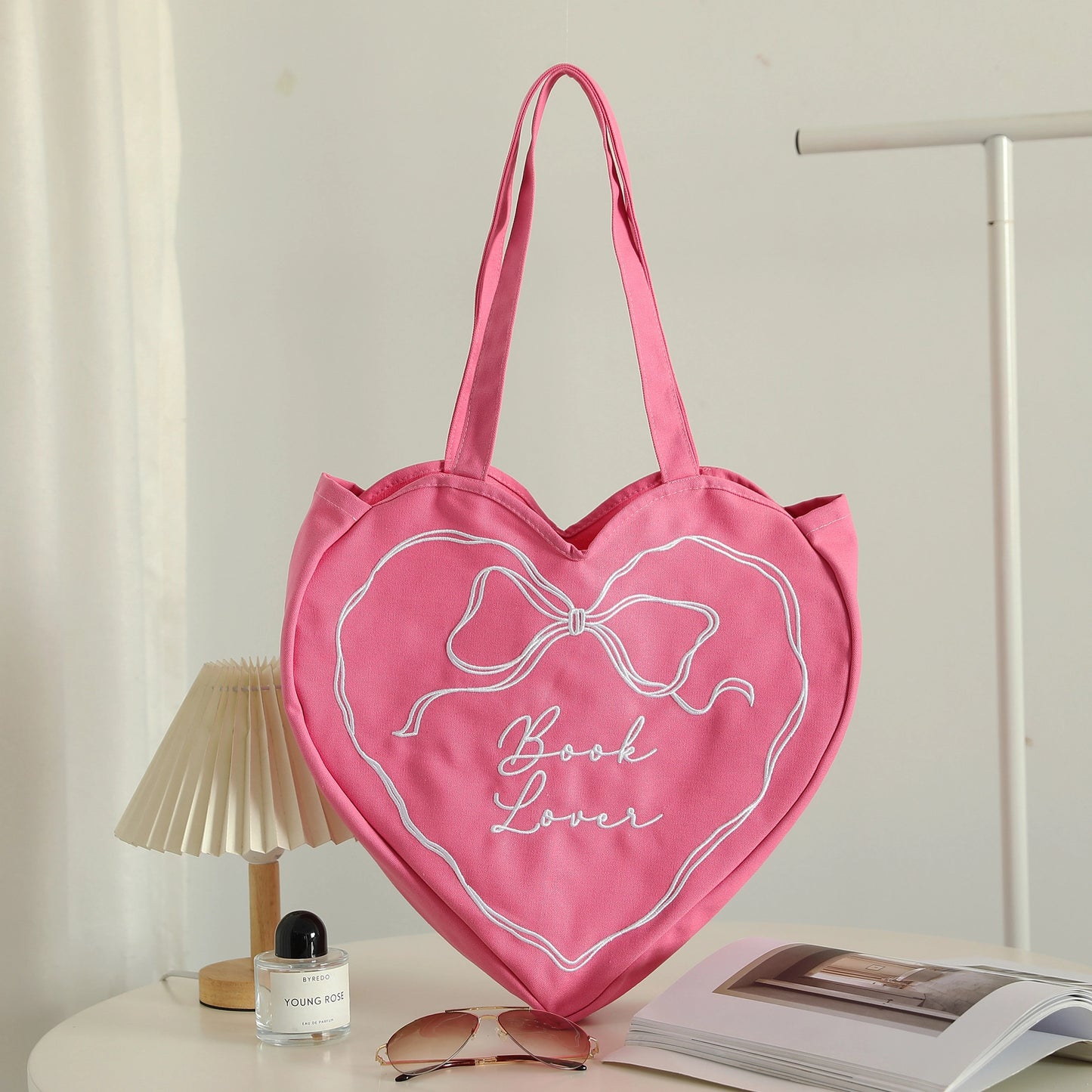 Book Lover Heart Tote Bag, Tote Bag for Readers, Bookish