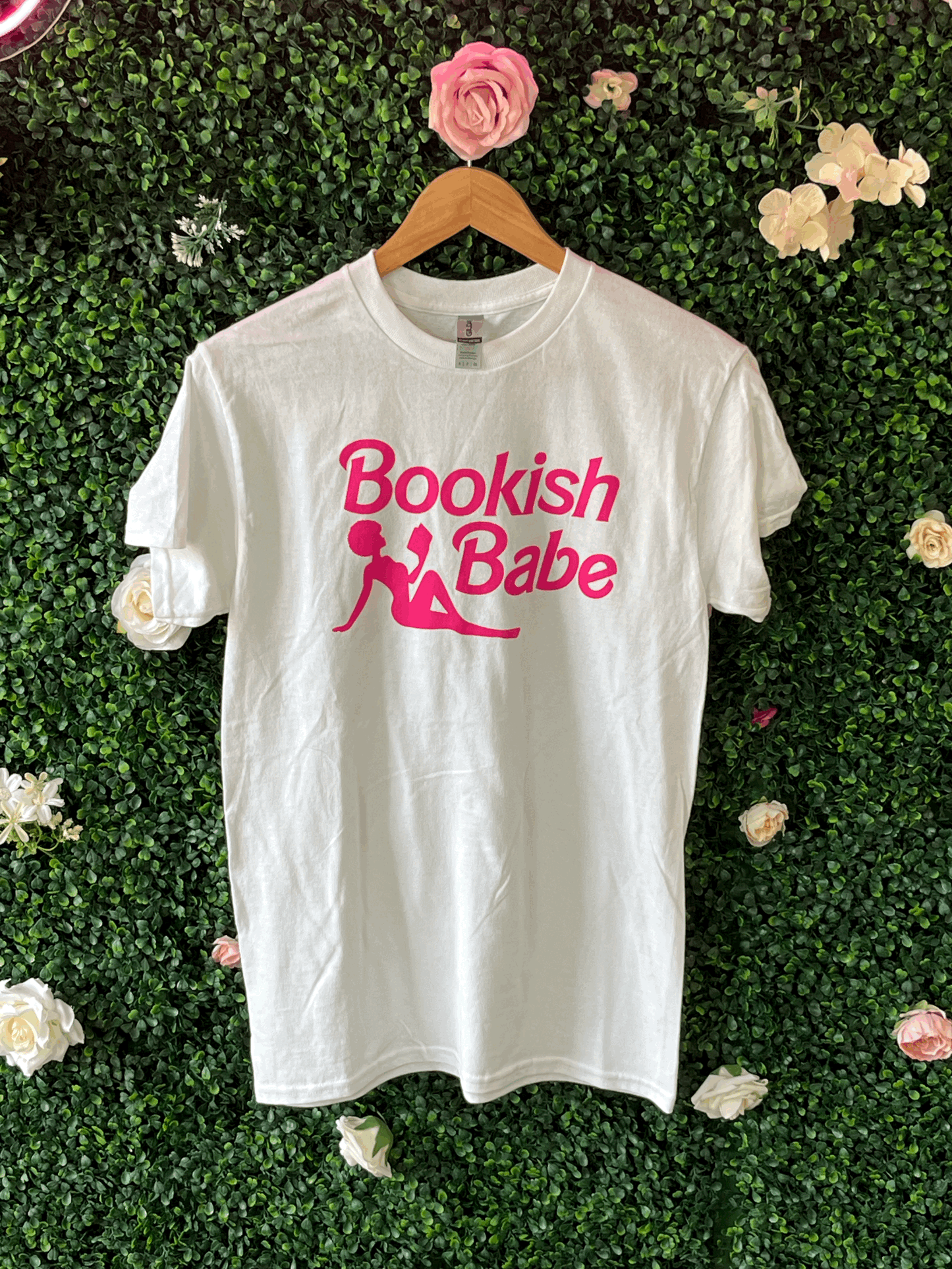 Bookish Babe T-Shirt (White Base w/ Coily Hair)