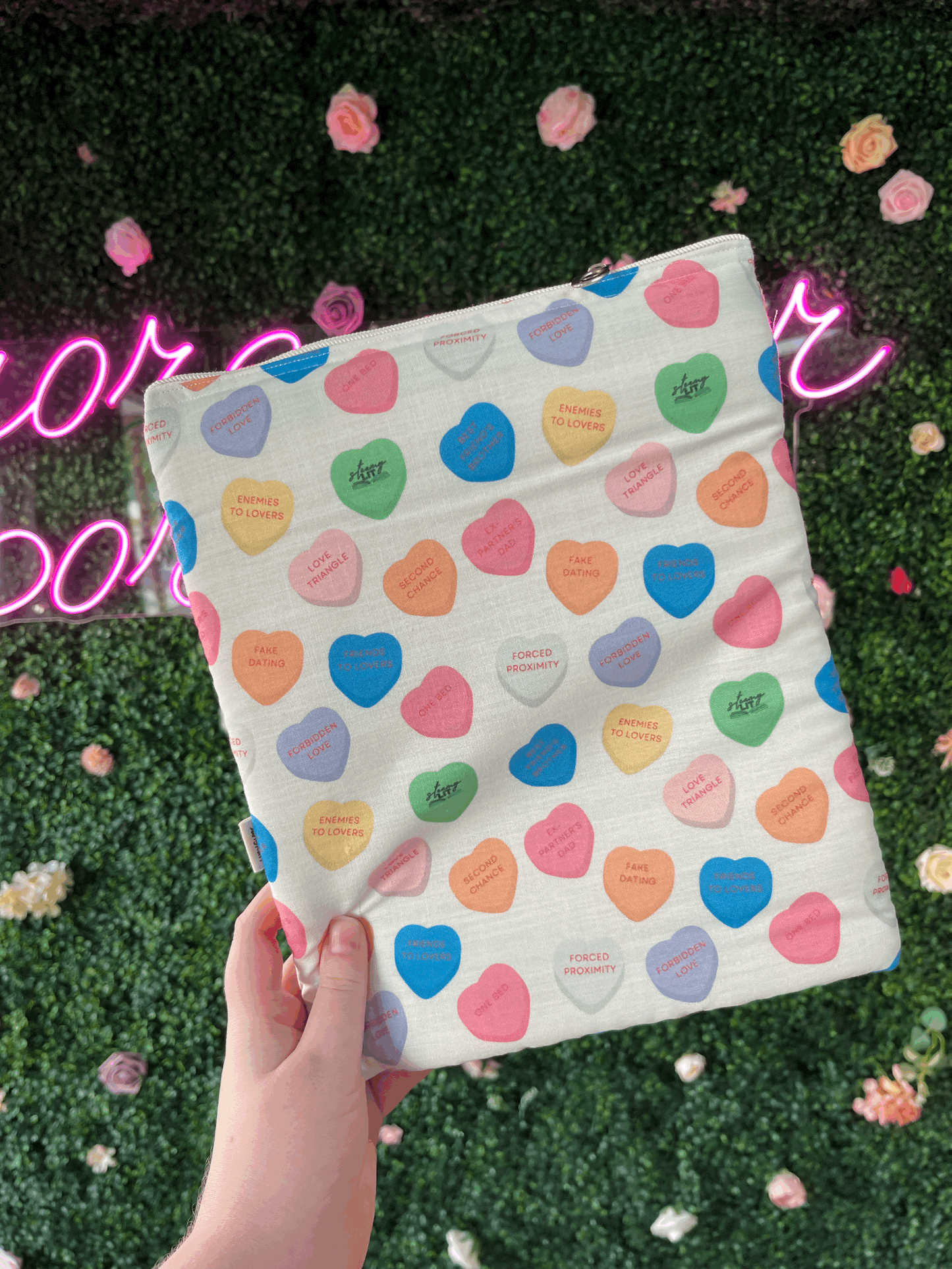 Candy Heart Trope Custom Book Sleeve