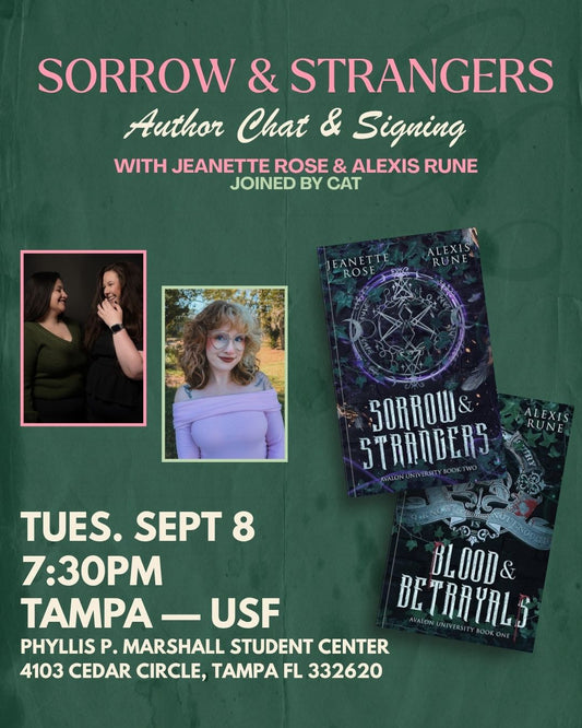 Celebrate Sorrow & Strangers with authors Jeanette Rose & Alexis Rune in Tampa!