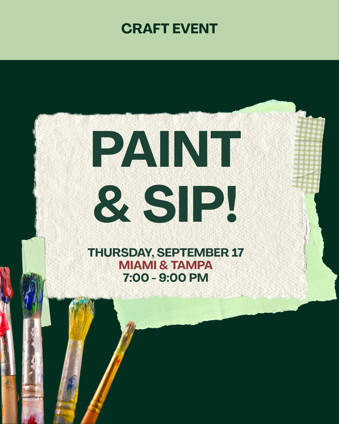 Paint and Sip!  Miami & Tampa - September